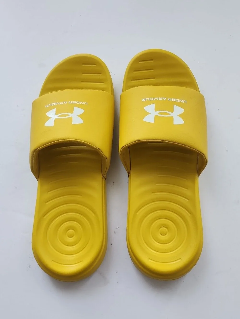 Under Armour Yellow Men's Slide Sandals with White Logo